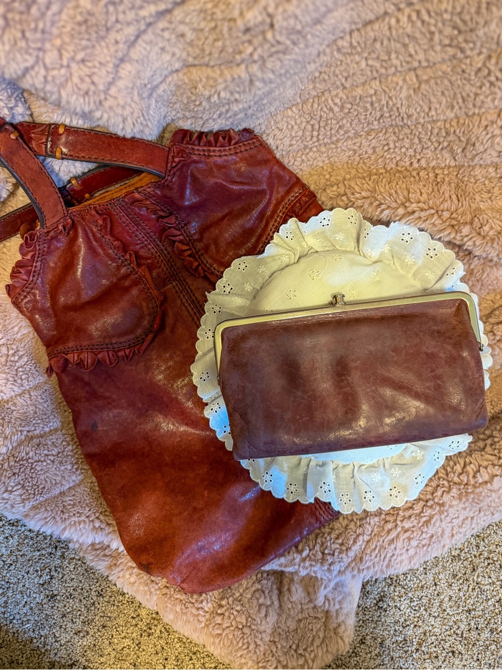HOBO leather wallet clutch + free Lucky Leather Purse